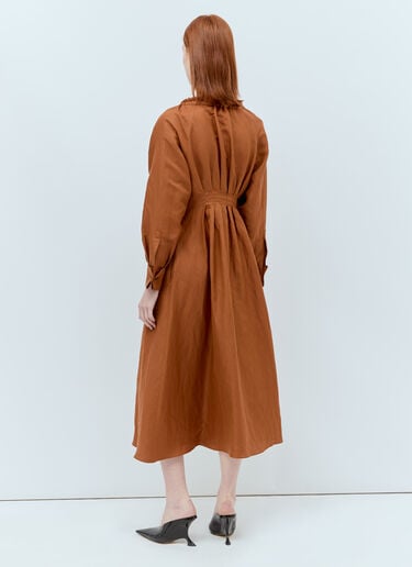 Max Mara 리넨 & 실크 미디 원피스 브라운 max0256011