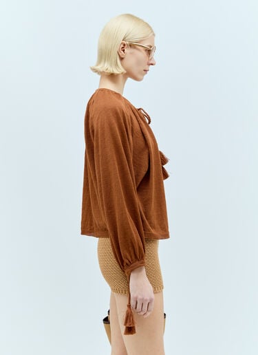 亚麻流苏上衣 Max Mara 亚麻流苏上衣 棕色 max0256012