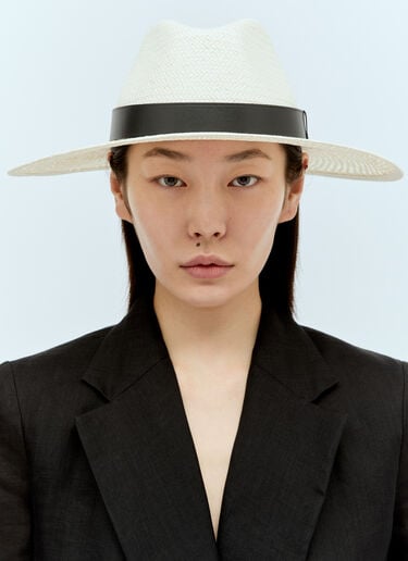 Max Mara 페이퍼 얀 모자 화이트 max0256035