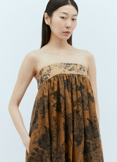 Max Mara 플로럴 실크 시폰 뷔스티에 원피스 브라운 max0256072