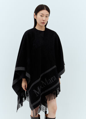 Max Mara 流苏羊毛斗篷 黑色 max0257034