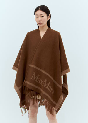 Max Mara 流苏羊毛斗篷 棕色 max0257035