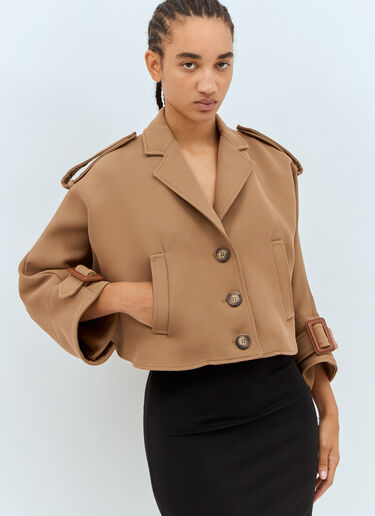 Max Mara 울 & 코튼 트렌치 스타일 케이프 베이지 max0257037
