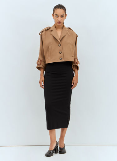 Max Mara 울 & 코튼 트렌치 스타일 케이프 베이지 max0257037