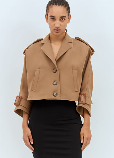 Max Mara 울 & 코튼 트렌치 스타일 케이프 베이지 max0257037
