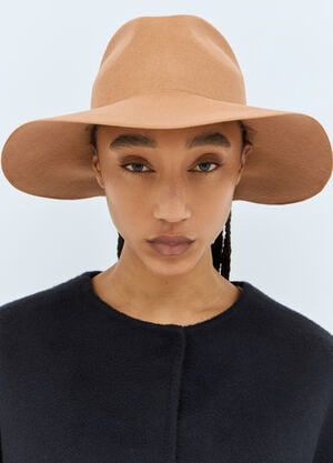 Max Mara フェルトウール ワイドブリムハット ベージュ max0258022