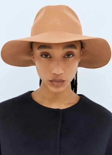 Max Mara フェルトウール ワイドブリムハット ベージュ max0258022