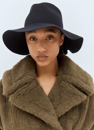 Max Mara 펠트 울 넓은 챙 모자 네이비 max0258023
