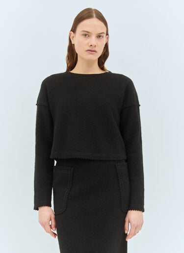Max Mara Wool And Cashmere Cropped Sweater Black max0258041