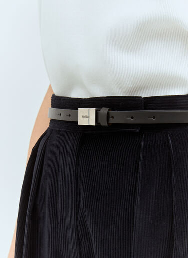Max Mara 로고 태그 가죽 벨트 블랙 max0258048