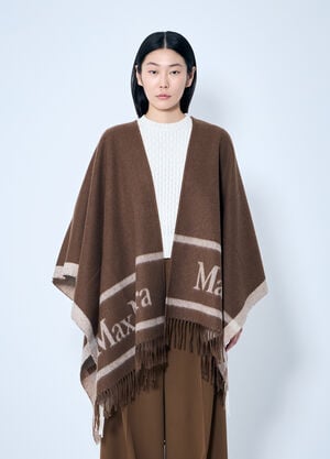 Max Mara ジャカードウールポンチョ ブラウン max0259024