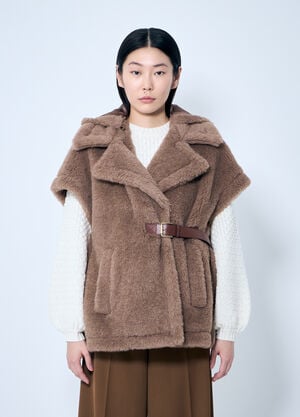 Max Mara テディファブリックジレケープ ライトブラウン max0259026
