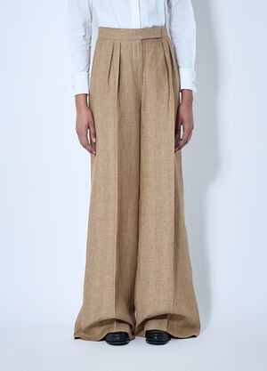 Max Mara リネンプリーツパンツ  ブラウン max0260003