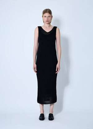 Max Mara Valois Crochet Midi Dress Black max0260014