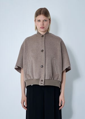 Max Mara Cashmere Logo Motif Poncho Beige max0261028