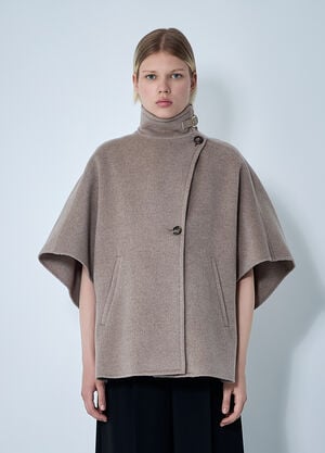 Max Mara Cashmere Logo Motif Poncho Beige max0261030