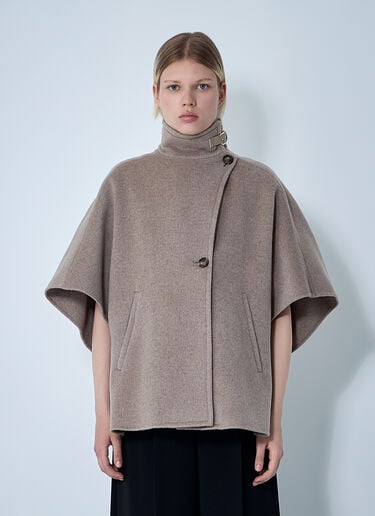 Max Mara Cashmere Logo Motif Poncho Beige max0261030