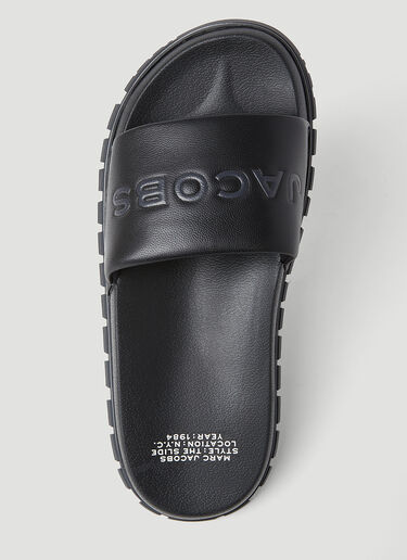 Embossed Logo Leather Slides Marc Jacobs Embossed Logo Leather Slides Black mcj0251017