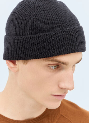 MHL by Margaret Howell Simple Ribbed Beanie Hat Black mhl0158017