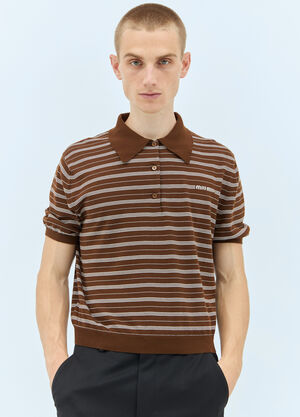 Miu Miu Striped Polo Shirt Brown miu0157002