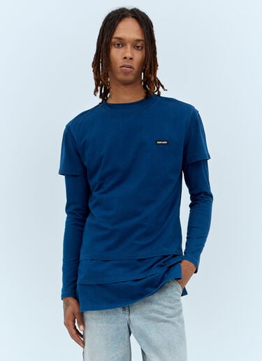 Set Of Three Logo-Patch T-Shirts Miu Miu Set Of Three Logo-Patch T-Shirts Blue miu0157004