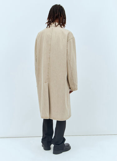 Logo Patch Denim Trench Coat Miu Miu Logo Patch Denim Trench Coat Beige miu0157008