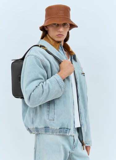Miu Miu ロゴ・レザー バケットハット ブラウン miu0157012