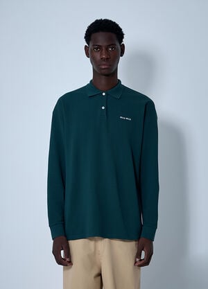 Miu Miu Logo Motif Polo Shirt Green miu0161005