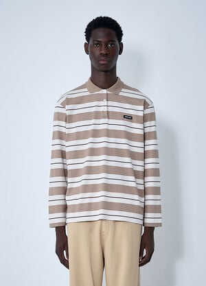 Miu Miu Striped Polo Shirt Beige miu0161009