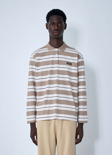 Striped Polo Shirt Miu Miu Striped Polo Shirt Beige miu0161009