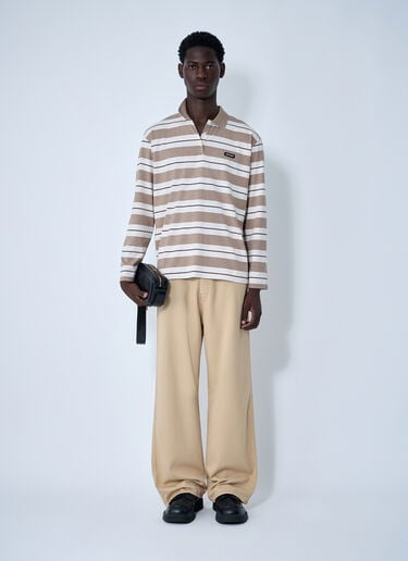Miu Miu Striped Polo Shirt Beige miu0161009