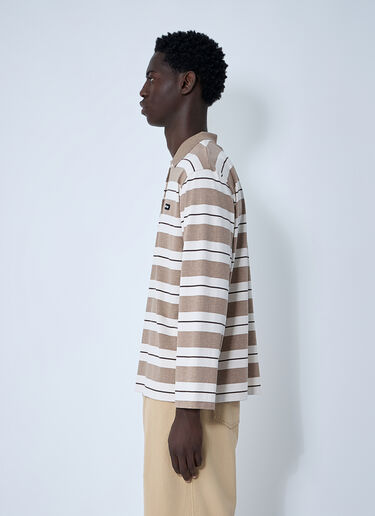 Striped Polo Shirt Miu Miu Striped Polo Shirt Beige miu0161009