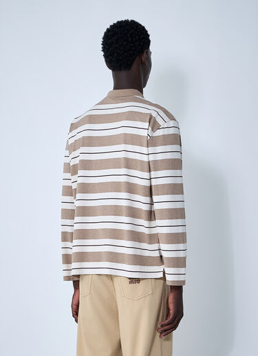 Striped Polo Shirt Miu Miu Striped Polo Shirt Beige miu0161009