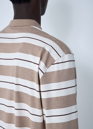 Striped Polo Shirt Miu Miu Striped Polo Shirt Beige miu0161009