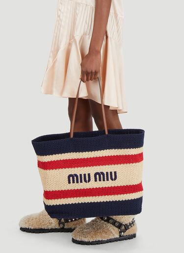 Miu Miu Raffia-Effect Tote Bag Multi miu0246027