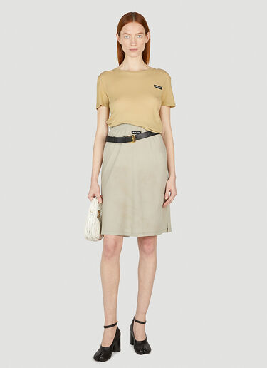 Miu Miu 纤薄平纹中长裙 米色 miu0252006