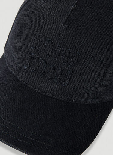 Miu Miu 로고 자수 베이스볼 캡 블랙 miu0252050
