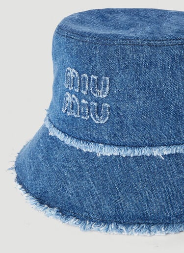 Logo Patch Denim Bucket Hat Miu Miu Logo Patch Denim Bucket Hat Blue miu0252051