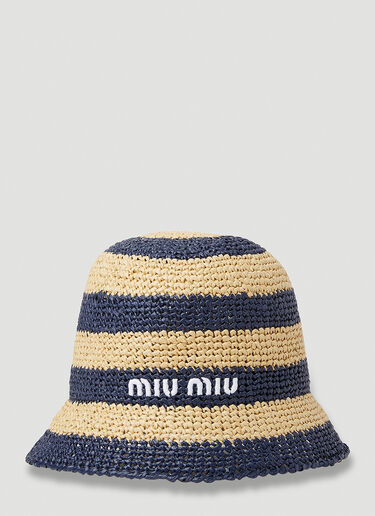 Logo Embroidered Crochet Bucket Hat Miu Miu Logo Embroidered Crochet Bucket Hat Blue miu0252052