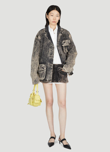 Miu Miu 水洗牛仔迷你半身裙 黑色 miu0252068
