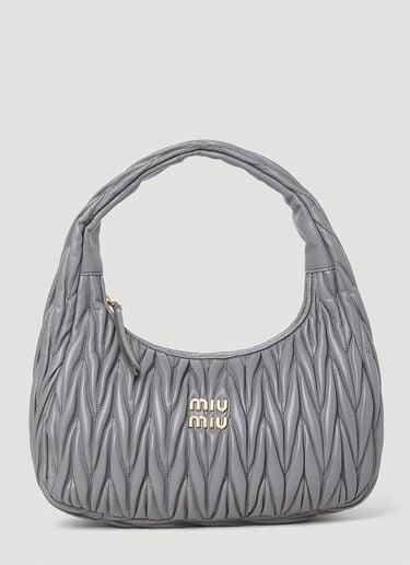 Wander Matelassé Hobo Bag Miu Miu Wander Matelassé Hobo Bag Grey miu0252076