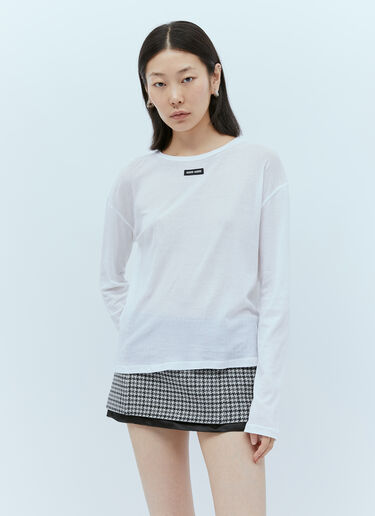 Miu Miu 로고 패치 티셔츠 화이트 miu0254009