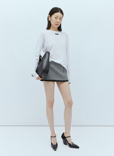 Miu Miu 로고 패치 티셔츠 화이트 miu0254009