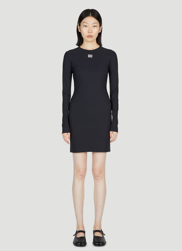 Miu Miu 로고 아플리케 스트레치 미니 드레스 블랙 miu0254015