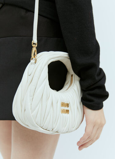 Miu Miu Wander Matelassé Leather Hobo Mini Shoulder Bag White miu0254060
