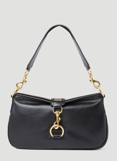 Miu Miu 로고 플라크 가죽 숄더백 블랙 miu0254070