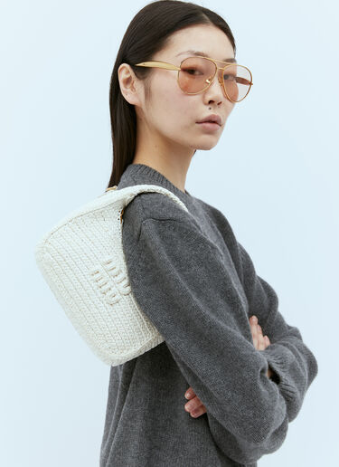 Miu Miu 원더 호보 크로셰 숄더백 화이트 miu0254087