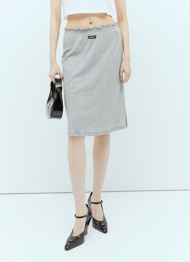 Miu Miu 徽标贴饰中长半裙  灰色 miu0255005