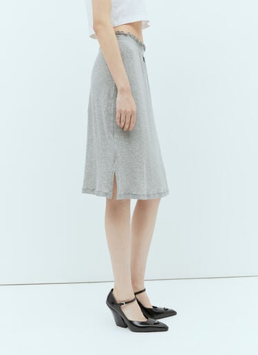 Miu Miu 徽标贴饰中长半裙  灰色 miu0255005