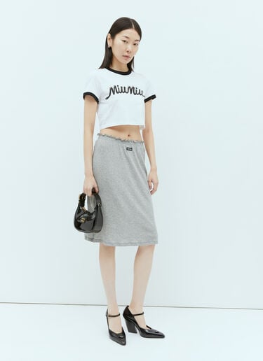 Miu Miu 徽标贴饰中长半裙  灰色 miu0255005